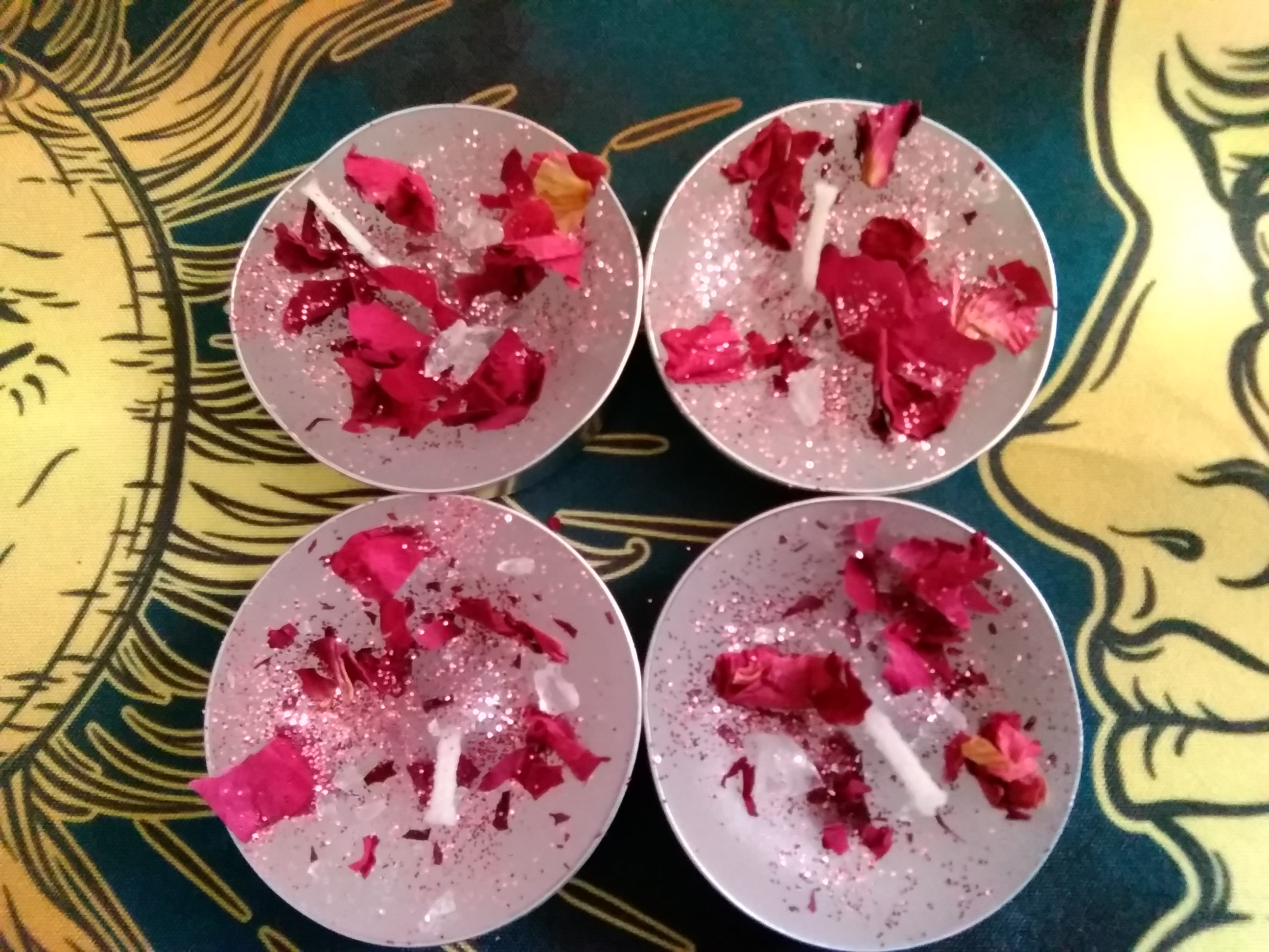 SpellBinders Rose Quartz tea light spell candles 4 pack
