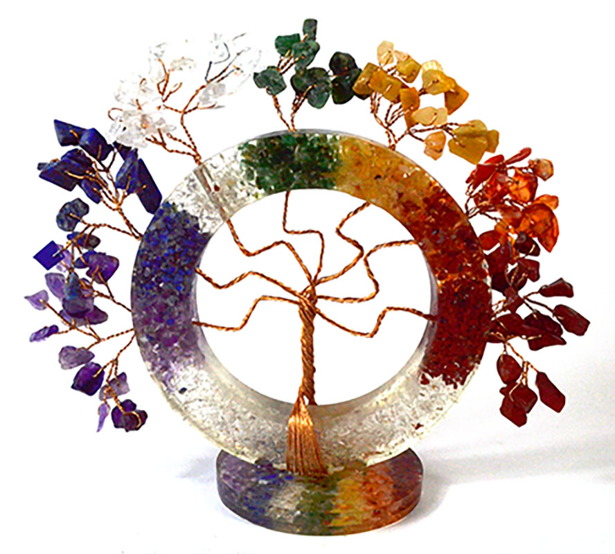 4 1/2" Circle Tree of Life Chakra gemstone tree