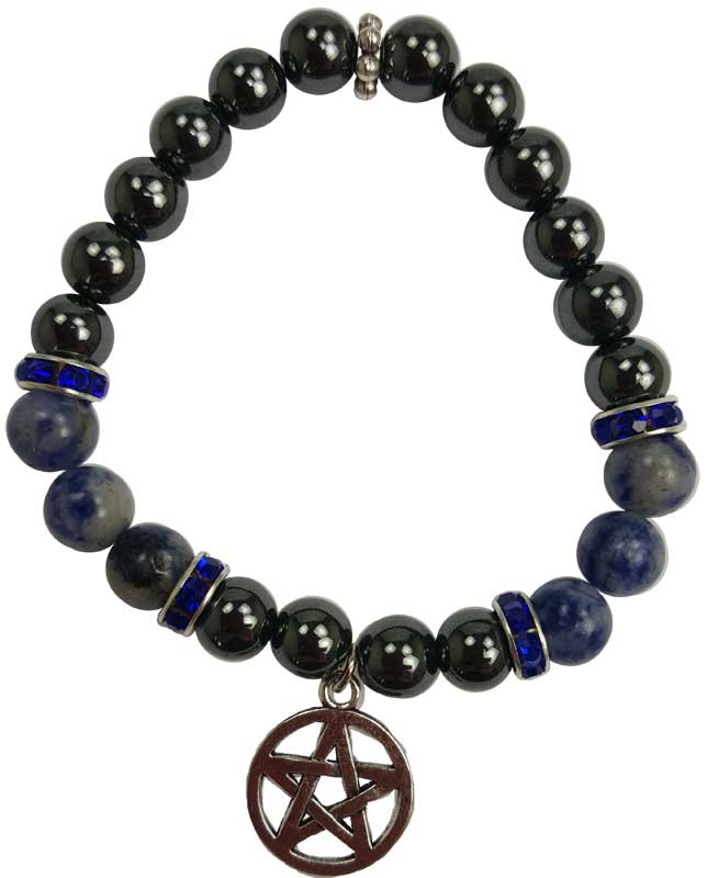 8mm Hematite/ Sodalite with Pentagram