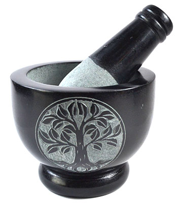 4" Tree of Life Soapstone mortar & pestle set